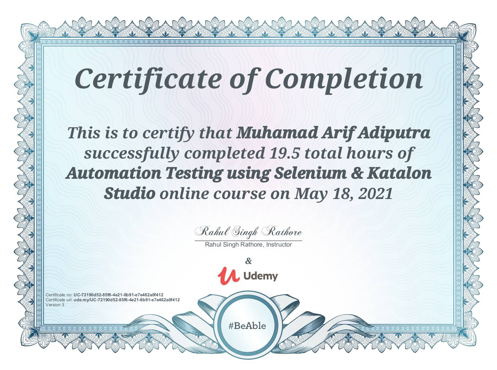 2021-05-18 Udemy Certificate - Katalon Studio - Muhamad Arif Adiputra_compressed